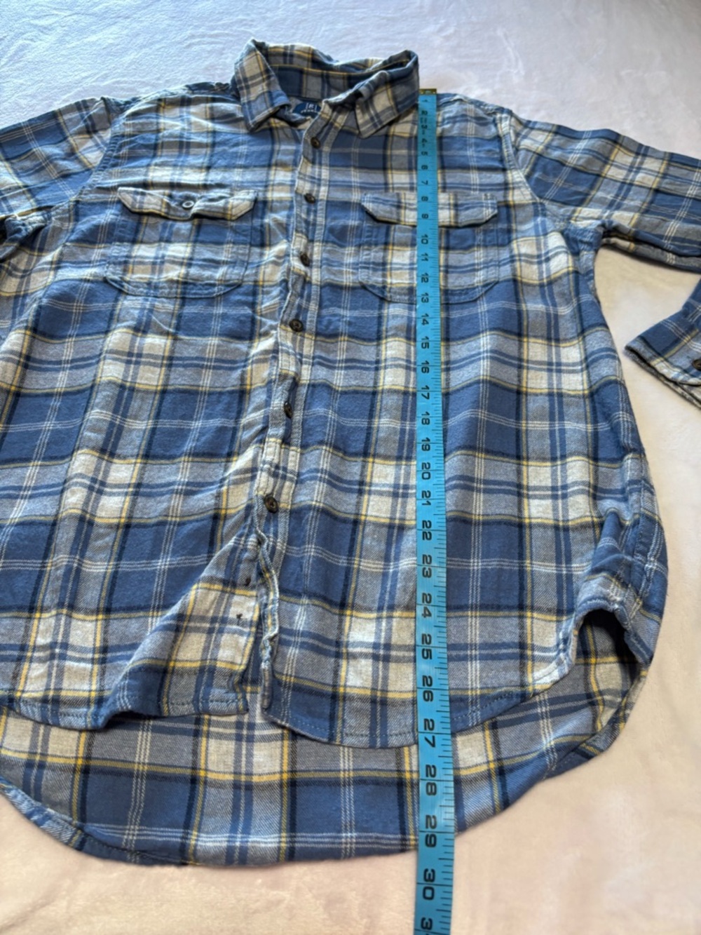 George Men’s Plaid Button Up Shirt - Size Medium - Blue & Yellow Soft Blend - Picture 5 of 9